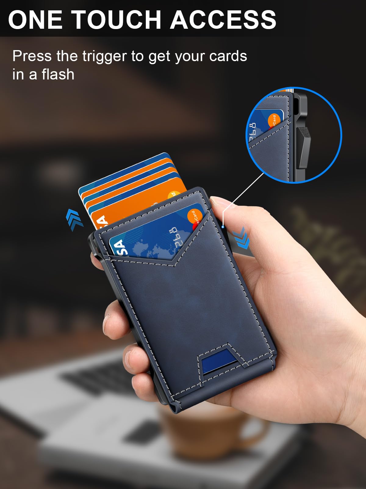 Wallet for Men RFID Wallet with 2 ID Windows & Money Clip, Slim Pop Up Card Holder for 10-12 Cards, Bifold Minimalist Smart Wallet for Front Pocket, Compact Metal Credit Card Holder, Gifts for Men